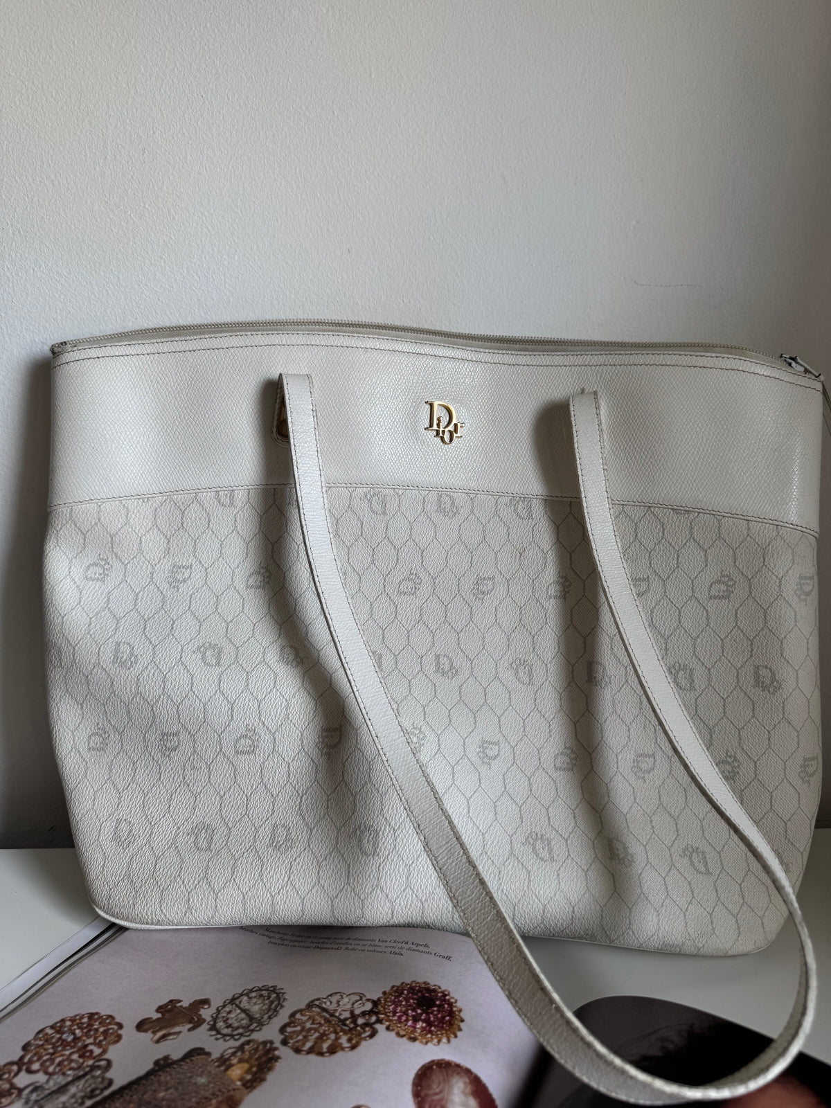 Vintage Christian Dior – duża torba shopper z monogramem