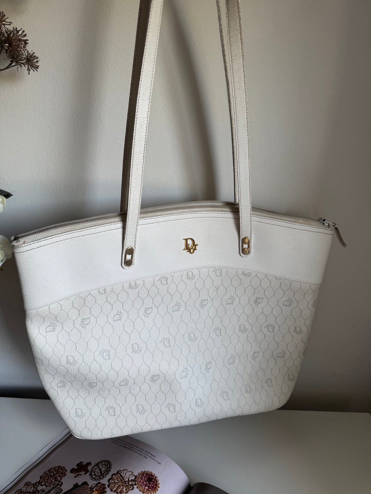 Vintage Christian Dior – duża torba shopper z monogramem