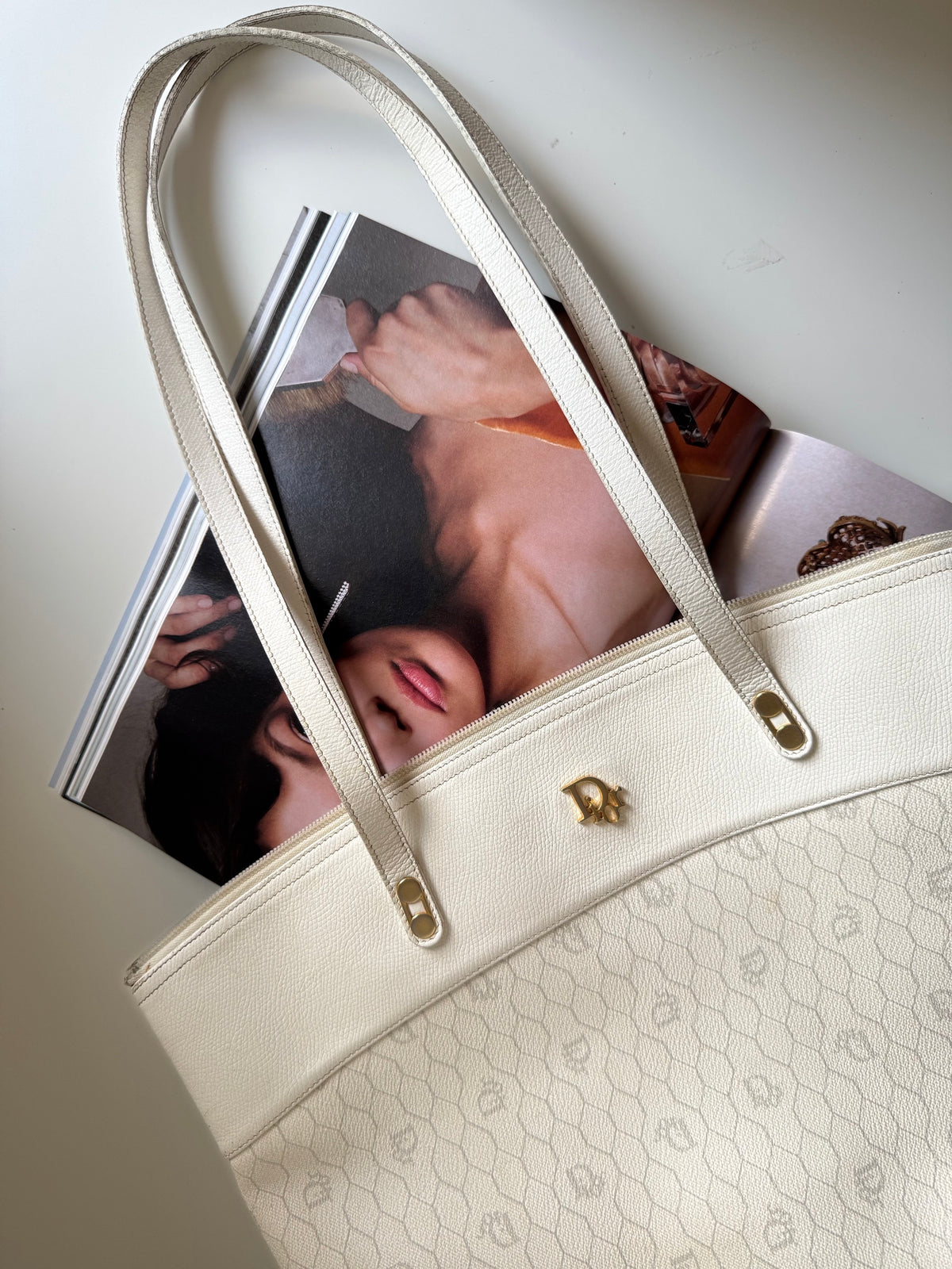 Vintage Christian Dior – duża torba shopper z monogramem